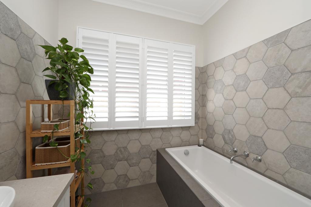 White PVC Plantation Shutters in Bathroom