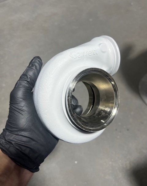 White Ceramic Coating on a Turbo Charger Housing